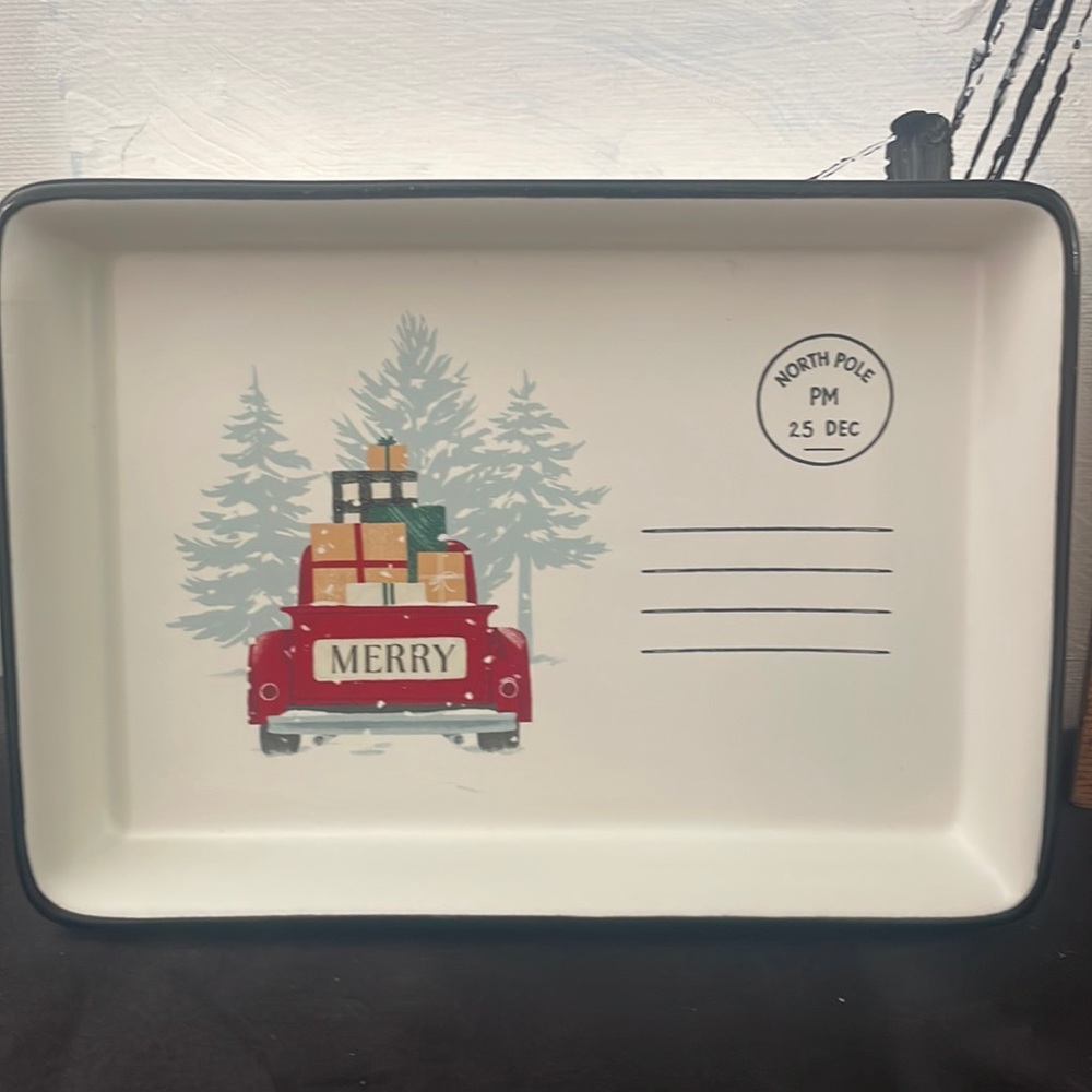 Hallmark Christmas Post Card Tray New
